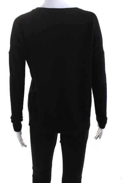 J Crew Womens Cashmere Knit V-Neck Long Sleeve Sweater Top Black Size XXS