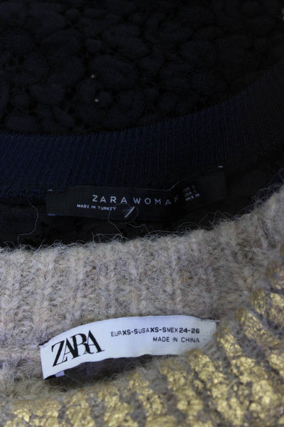 Zara Womens Sweater Tops Blouse Black Size S L Lot 2