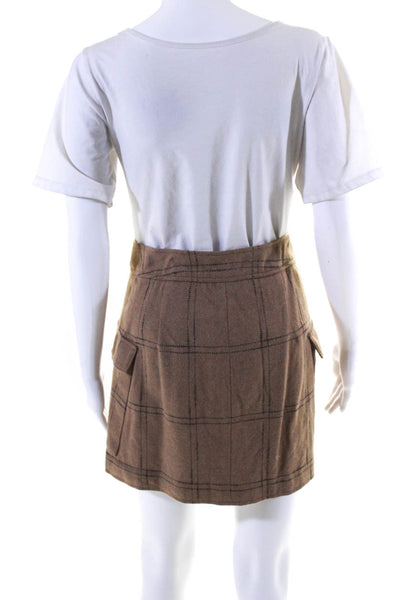 Madewell Women's Zip Closure Pockets Lined Brown Plaid Mini Skirt Size 2 Lot 2