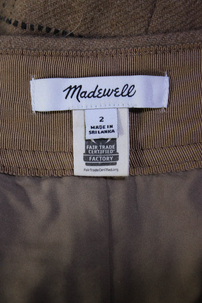 Madewell Women's Zip Closure Pockets Lined Brown Plaid Mini Skirt Size 2 Lot 2