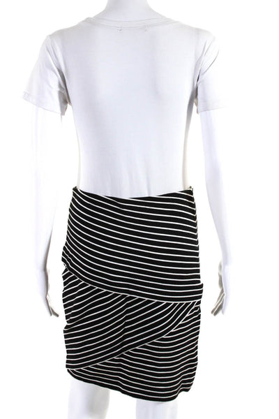 Robert Rodriguez Women's Zip Closure Bodycon Mini Black Stripe Skirt Size 6
