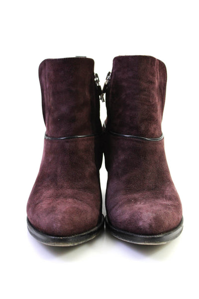 Alberto Fermani Womens Maroon Suede Zip Block Heels Ankle Boots Shoes Size 6.5