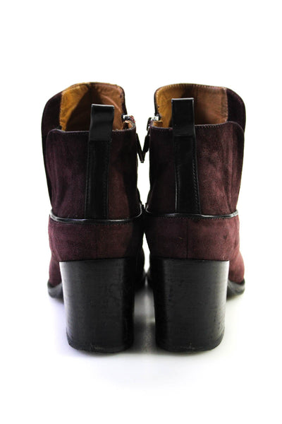 Alberto Fermani Womens Maroon Suede Zip Block Heels Ankle Boots Shoes Size 6.5