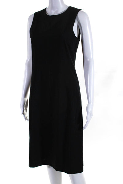 Theory Womens Striped Sleeveless Sheath Dress Black Wool Size 6