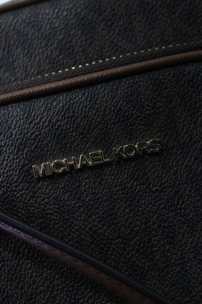Michael Kors Womens Leather Gold Tone Crossbody Shoulder Handbag Brown