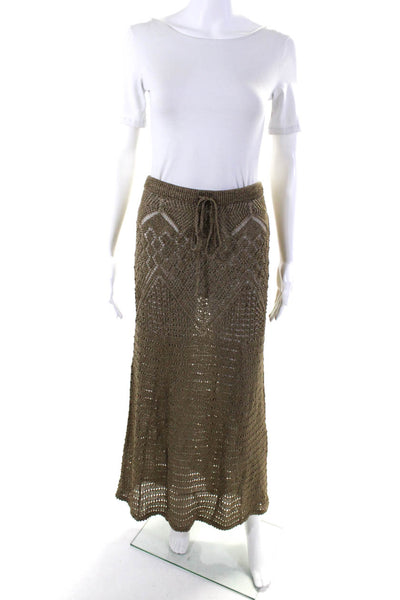 Tularosa Womens Drawstring Waist A Line Maxi Skirt Brown Size Extra Small