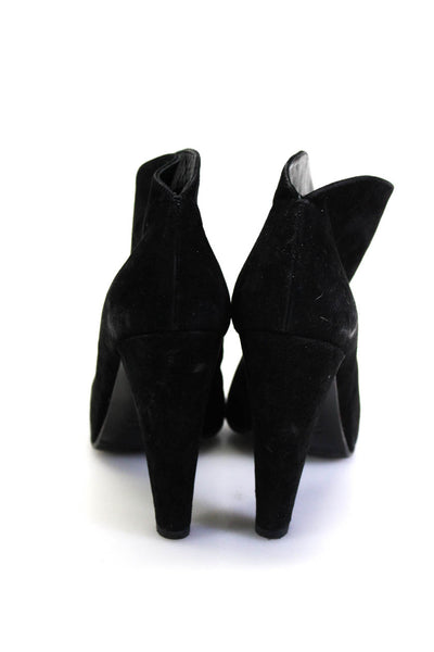 Miu Miu Women's Pointed Toe Cone Heels Suede Ankle Bootie Black Size 8