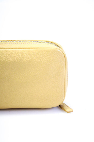Coach Women's Zip Closure Pockets Leather Jewelry Case Yellow Size S