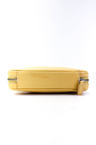 Coach Women's Zip Closure Pockets Leather Jewelry Case Yellow Size S
