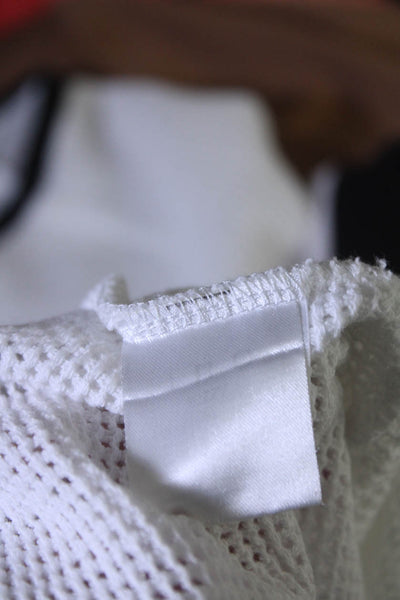 IRO Womens Knit Mesh Short Sleeve Ringer Top Tee Shirt White Black Size Small