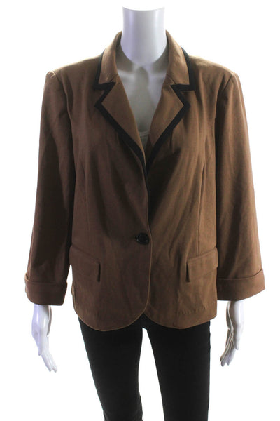 Catherine Malandrino Womens Unlined Ponte 3/4 Sleeve Blazer Jacket Brown Large