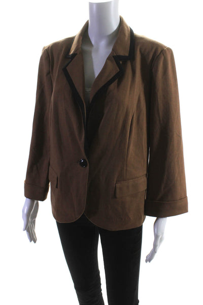 Catherine Malandrino Womens Unlined Ponte 3/4 Sleeve Blazer Jacket Brown Large