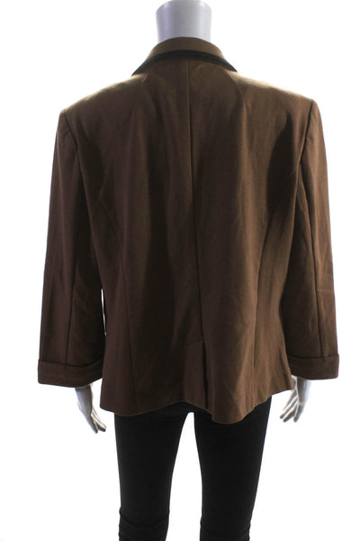 Catherine Malandrino Womens Unlined Ponte 3/4 Sleeve Blazer Jacket Brown Large