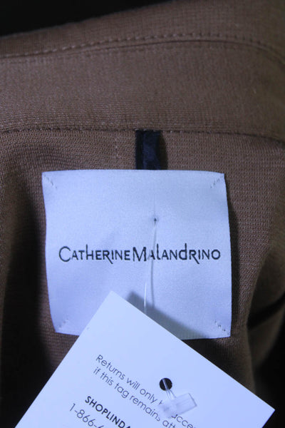 Catherine Malandrino Womens Unlined Ponte 3/4 Sleeve Blazer Jacket Brown Large