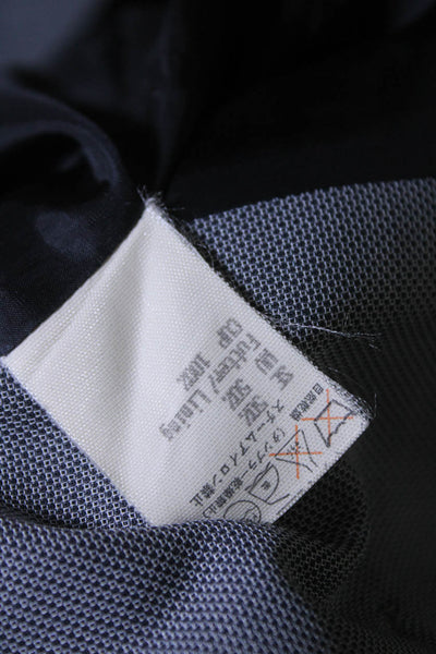 Rena Lange Womens Micro Check Button Up Blazer Jacket Gray Silk Wool Size 6