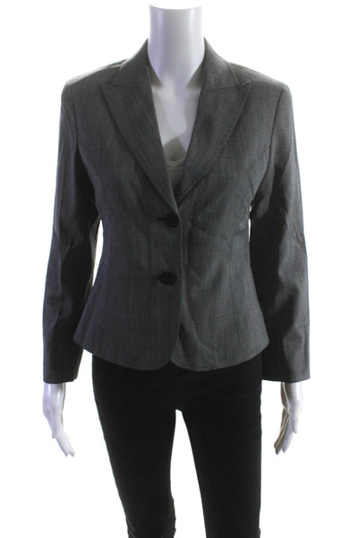 Lafayette 148 New York Womens Peak Lapel Two Button Blazer Jacket Gray Size 4