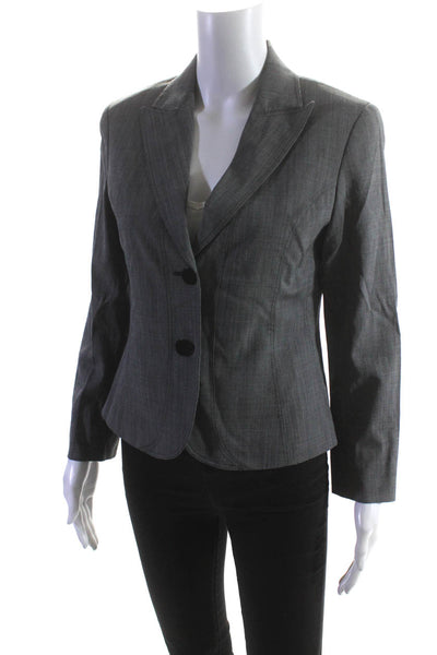 Lafayette 148 New York Womens Peak Lapel Two Button Blazer Jacket Gray Size 4