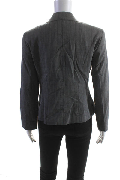 Lafayette 148 New York Womens Peak Lapel Two Button Blazer Jacket Gray Size 4