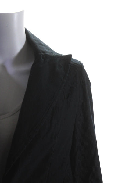 Marc Jacobs Womens Peak Lapel Ribbed One Button Blazer Jacket Navy Blue Size 6