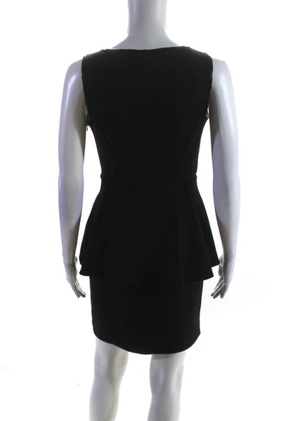 Catherine Malandrino Womens Faux Leather Ponte Peplum Dress Black Size 2