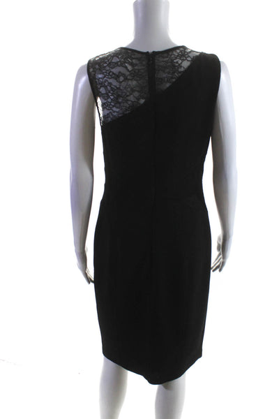 David Meister Womens Asymmetrical Lace Yoke Crepe Sheath Dress Black Size 4