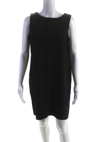 Jaeger Womens Crew Neck Sleeveless Short Shift Dress Black Size 10