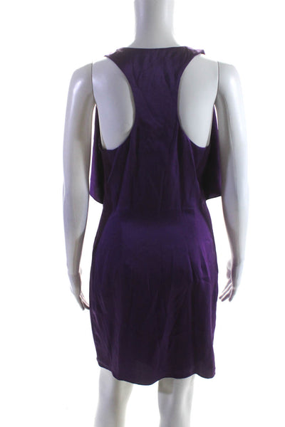 CO OP Barneys New York Womens V Neck Satin Sheath Dress Purple Silk Size 8