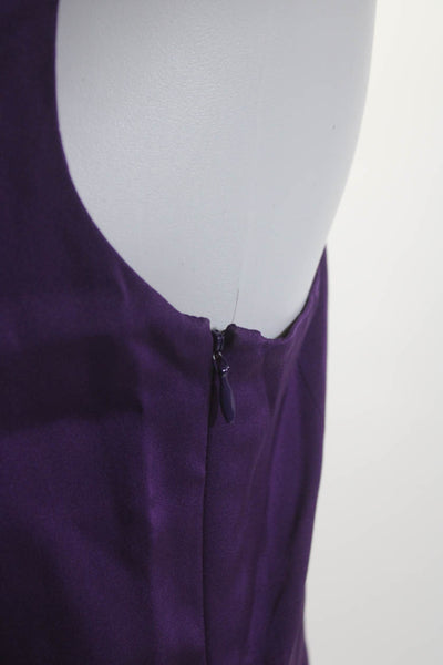 CO OP Barneys New York Womens V Neck Satin Sheath Dress Purple Silk Size 8