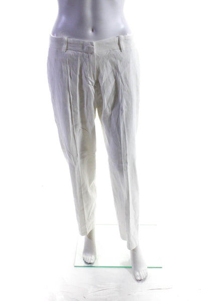 ICONA Womens Woven High Rise Zip Up Straight Leg Dress Pants White Size 44