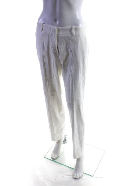 ICONA Womens Woven High Rise Zip Up Straight Leg Dress Pants White Size 44