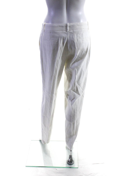 ICONA Womens Woven High Rise Zip Up Straight Leg Dress Pants White Size 44