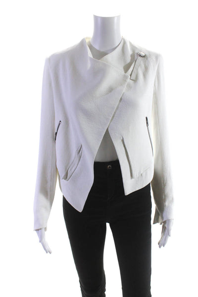 Helmut Lang Women's Open Front Long Sleeves Cropped Jacket White Size 0