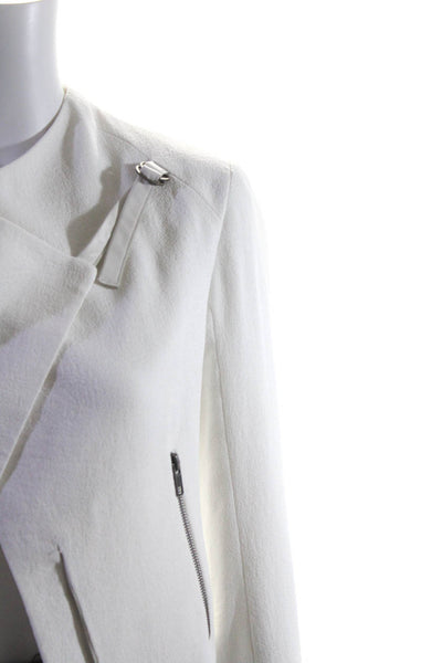 Helmut Lang Women's Open Front Long Sleeves Cropped Jacket White Size 0