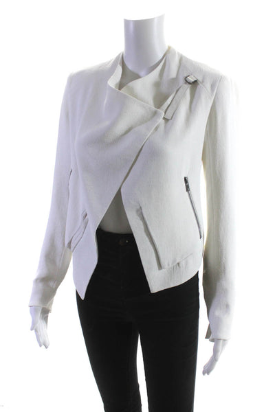 Helmut Lang Women's Open Front Long Sleeves Cropped Jacket White Size 0