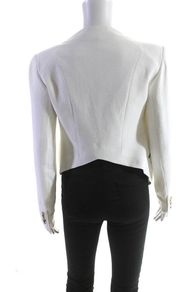 Helmut Lang Women's Open Front Long Sleeves Cropped Jacket White Size 0