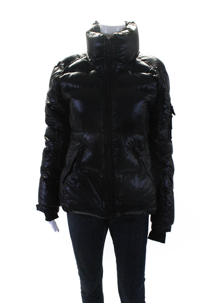 SAM. Women's Full Zip Stand Collar Down Puffer Coat Black Size M