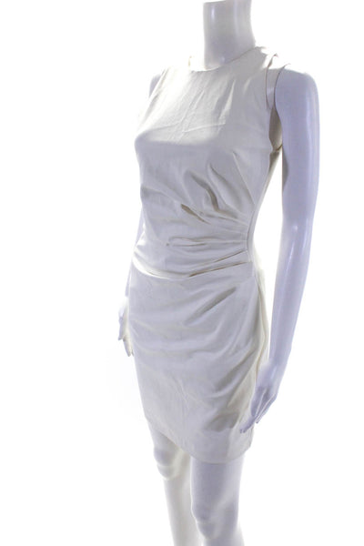 Bailey 44 Womens Faux Leather High Neck Side Gathered Bodycon Dress White Size S