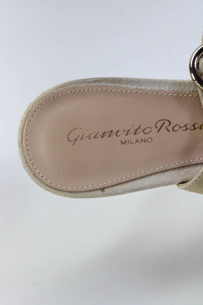 Gianvito Rossi Womens Suede Open Toe Strappy Spool Heels Beige Size 6US 36EU