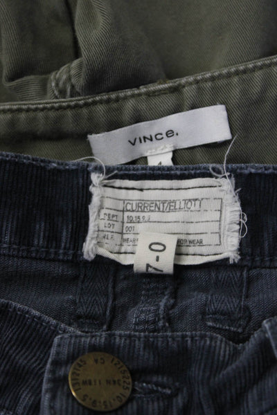 Vince Current/Elliot Womens Cargo Pants Corduroys Green Size 4 27 Lot 2
