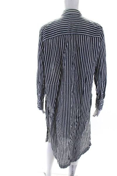 Free People Womens Cotton Striped Collared Button Up Shirt Dress Black Size XS