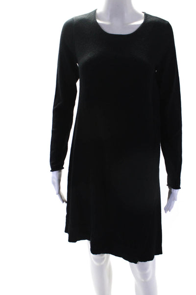 Eileen Fisher Women's Round Neck Long Sleeves Mini Sweater Dress Black Size XS