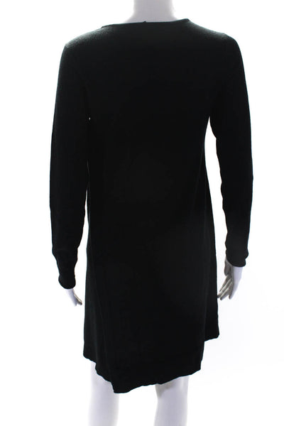 Eileen Fisher Women's Round Neck Long Sleeves Mini Sweater Dress Black Size XS