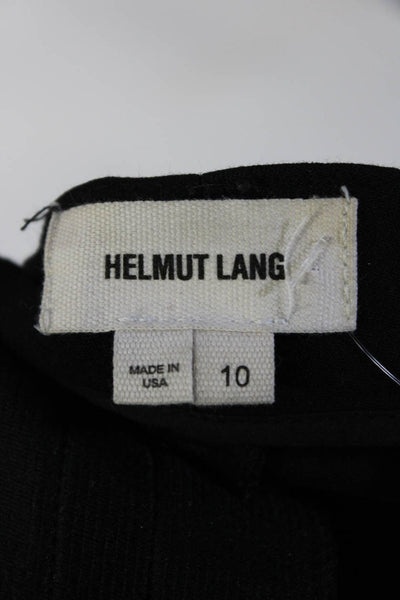 Helmut Lang Womens Solid Black High Rise Pleated Slim Straight Pants Size 10