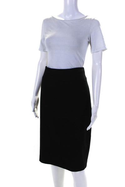 Tahari Womens Solid Black Zip Back Lined Midi Pencil Skirt Size 10