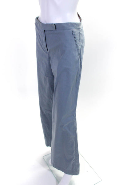 Tibi Womens Cotton Woven High Rise Straight Leg Pants Blue Size 2