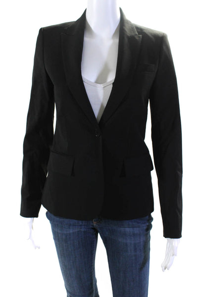Theory Womens Wool Peaked Lapel Single Vent One Button Blazer Black Size 2