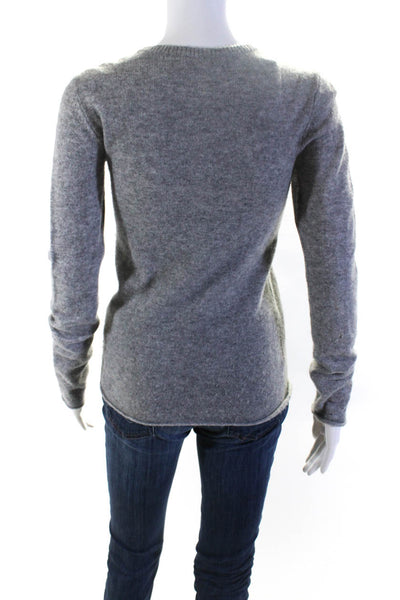 ATM Womens Cashmere Classic Neck Long Sleeve Sweater Top Heather Gray Size S