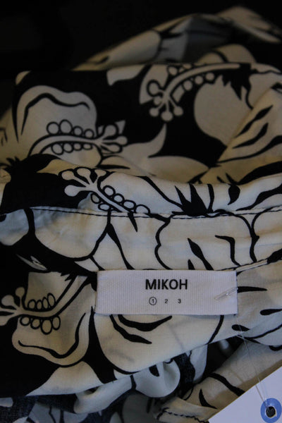 Mikoh Womens Floral Long Sleeved Collared Button Down Shirt White Black Size 1