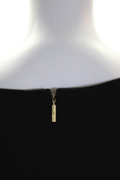 Karl Lagerfeld Womens Boat Neck 3/4 Ruffled Sleeved Shift Dress Black Size L