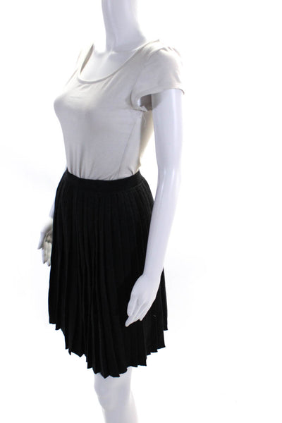 Salvatore Ferragamo Womens 100% Wool Knit Pleated Knee Length Skirt Gray Size S